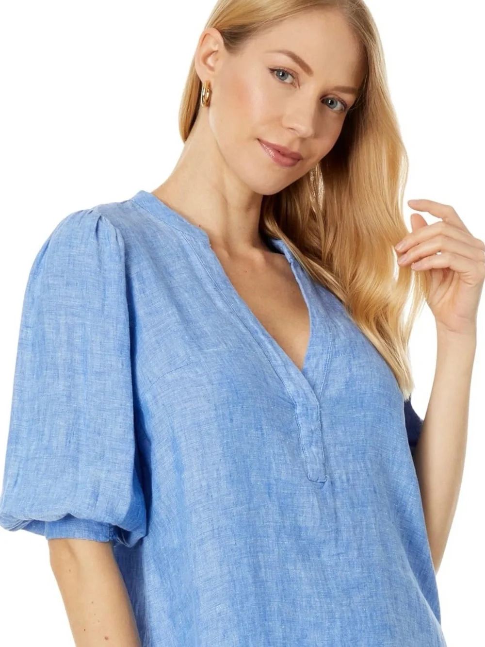 Lilly Pulitzer NWT Mialeigh 100% Linen Puff Elbow Sleeve Blouse